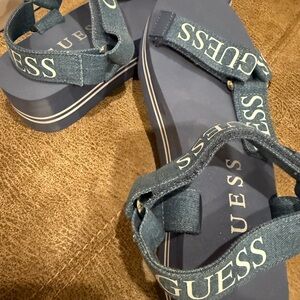 Guess Denim Blue Platform Sandals